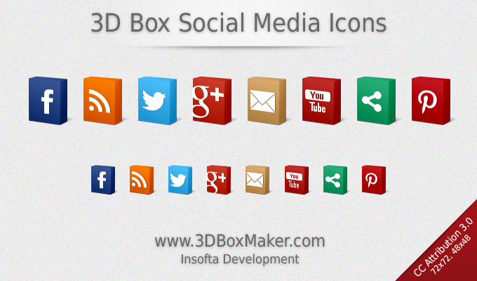 3D Box Social Media Icons